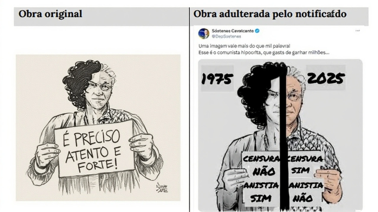 Líder do PL usa charge adulterada de Caetano Veloso e tem processo ameaçado